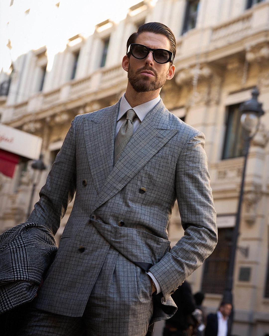 Drapers Black and White Glen Plaid Checks Suit - 2