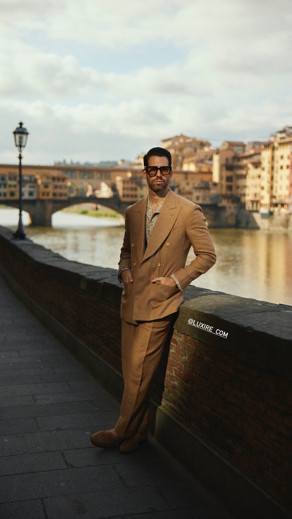 Linen Fresco Golden Brown Double Breasted Suit - 5