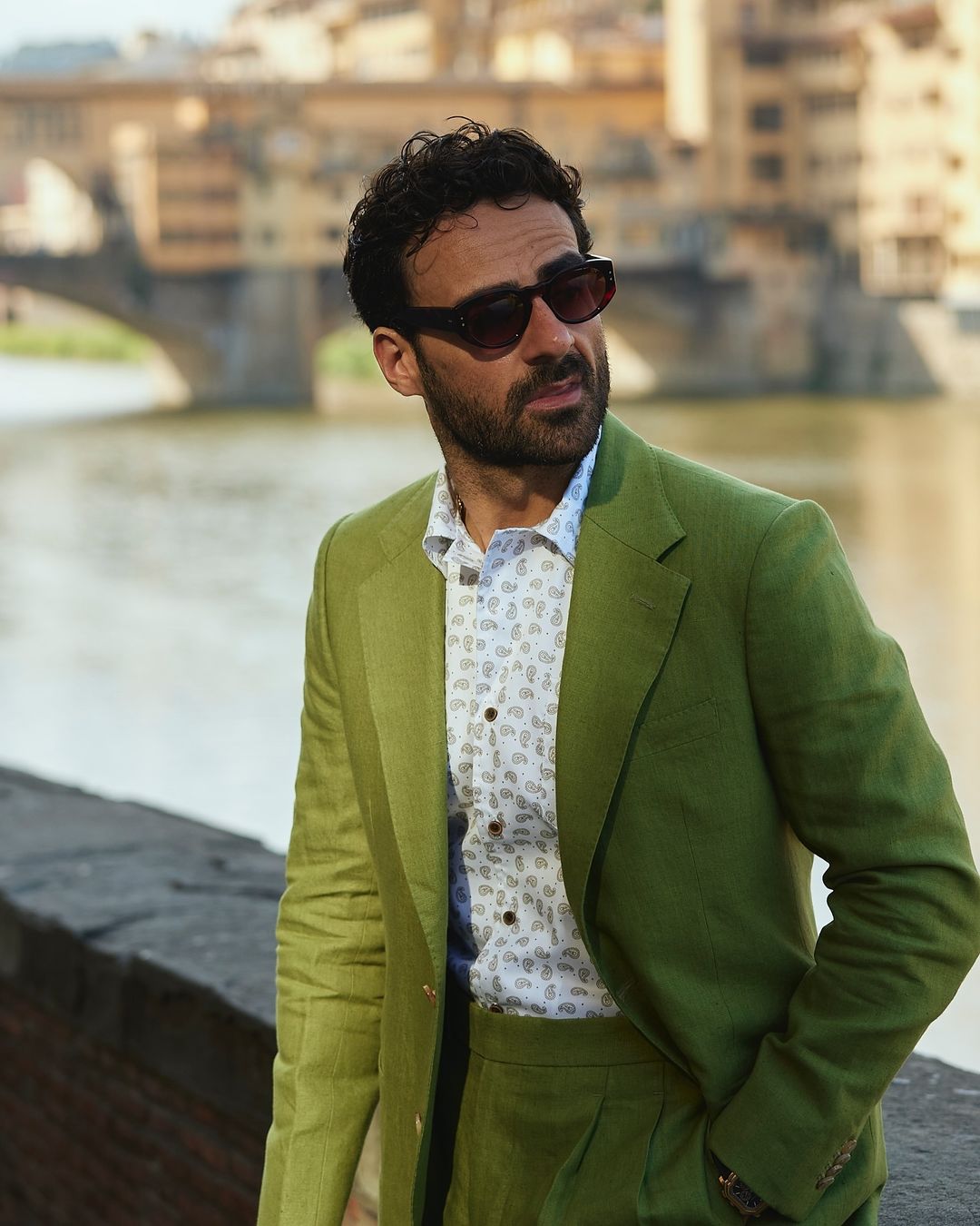 Linen Fern Green Jacket - 1