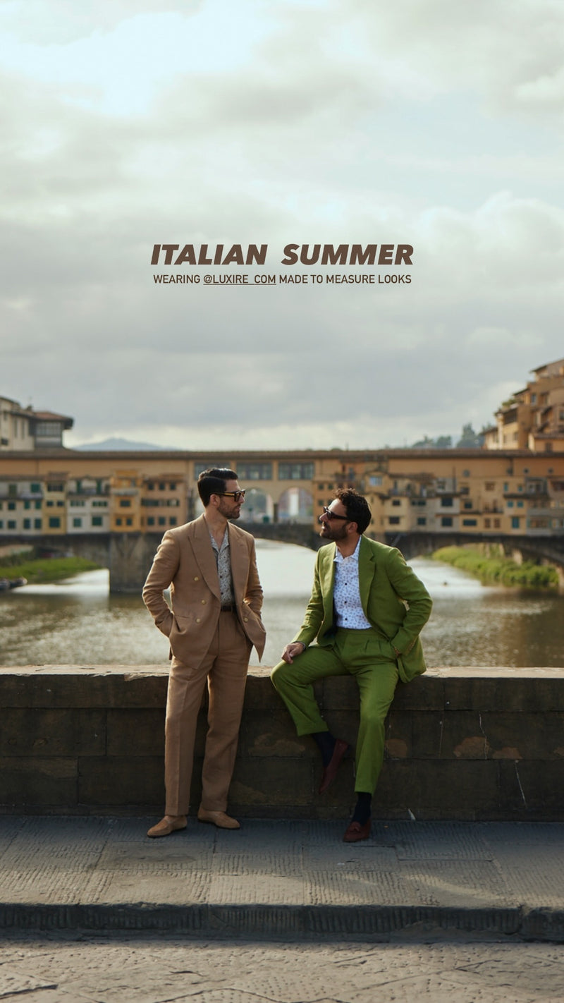 Pleated Linen Fresco Golden Brown Dress Pant