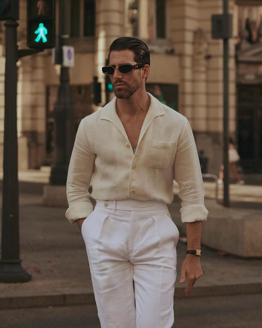 Summer Off-White Shirt in Soft Wash Honeycomb Linen with one piece collar placket - 2