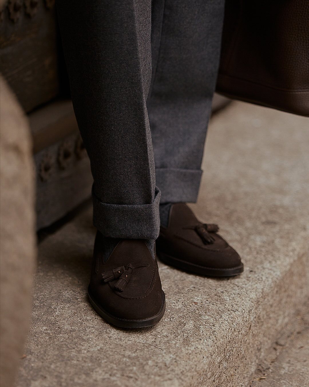 Gurkha Pant in Dugdale Dark Grey Wool Flannel - 12