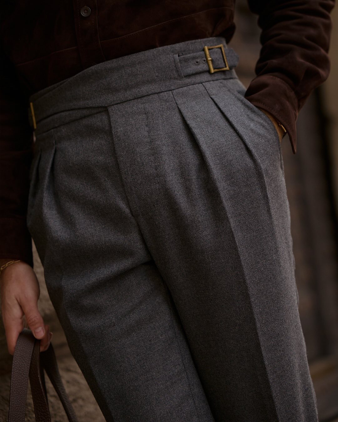 Gurkha Pant in Dugdale Dark Grey Wool Flannel - 3
