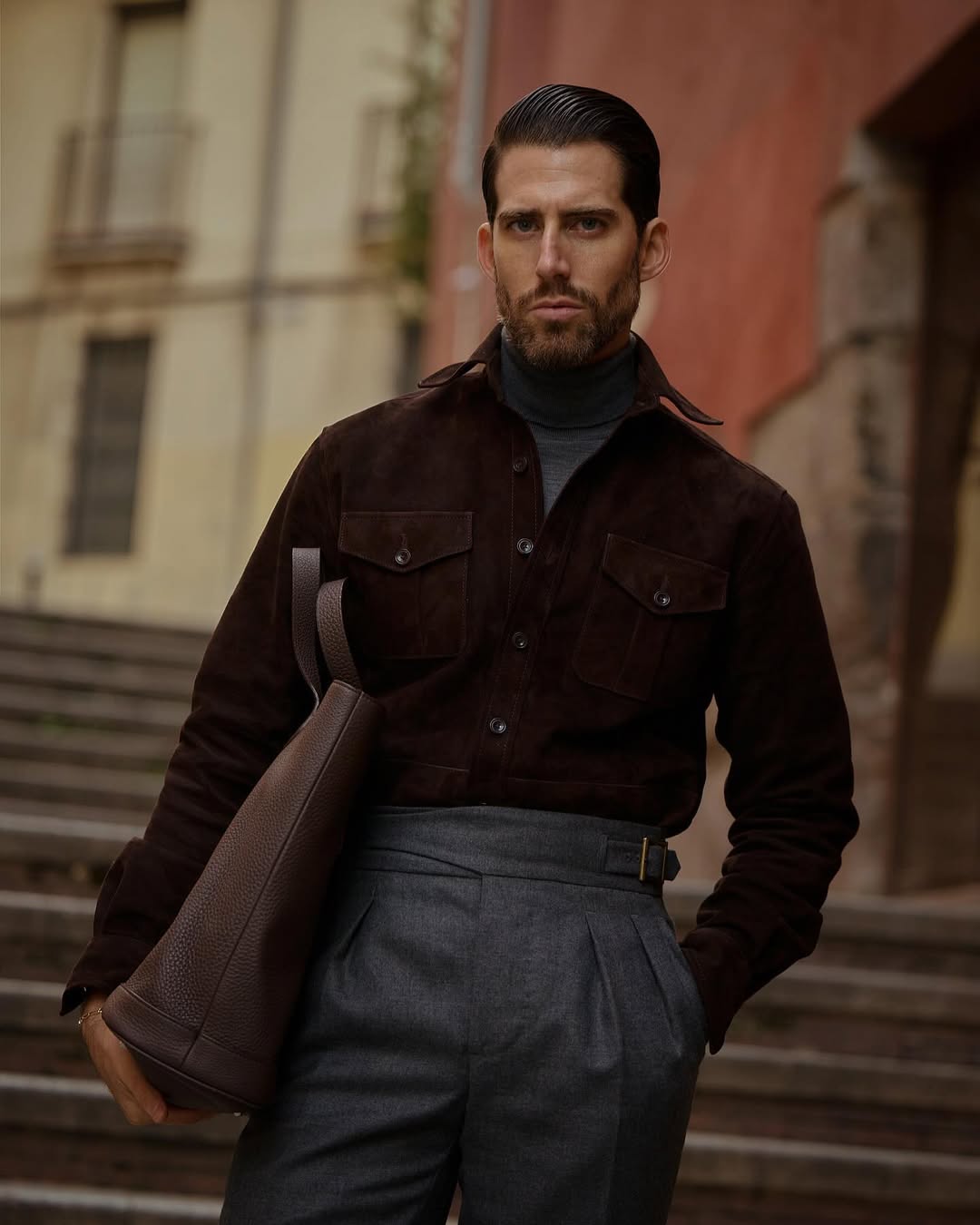 Brown Suede Leather Shirt