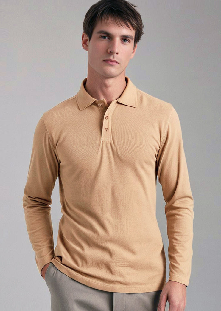 EZS Aria Beige Long Sleeve Polo