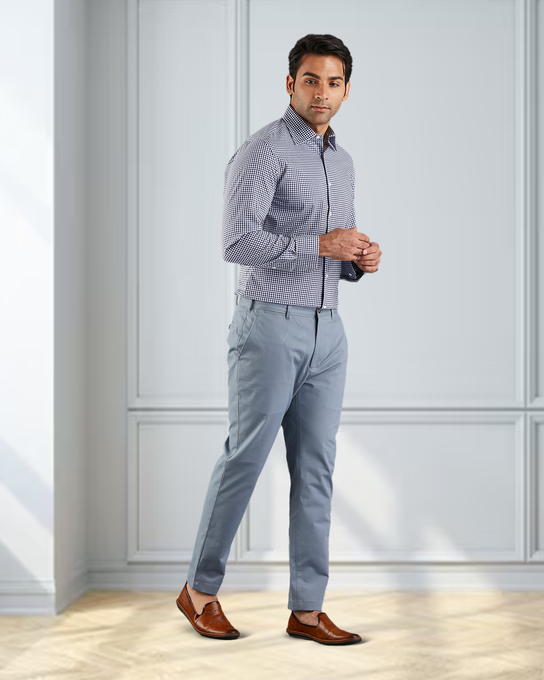 Genoa Chino Pant Soft Blue Grey - 4