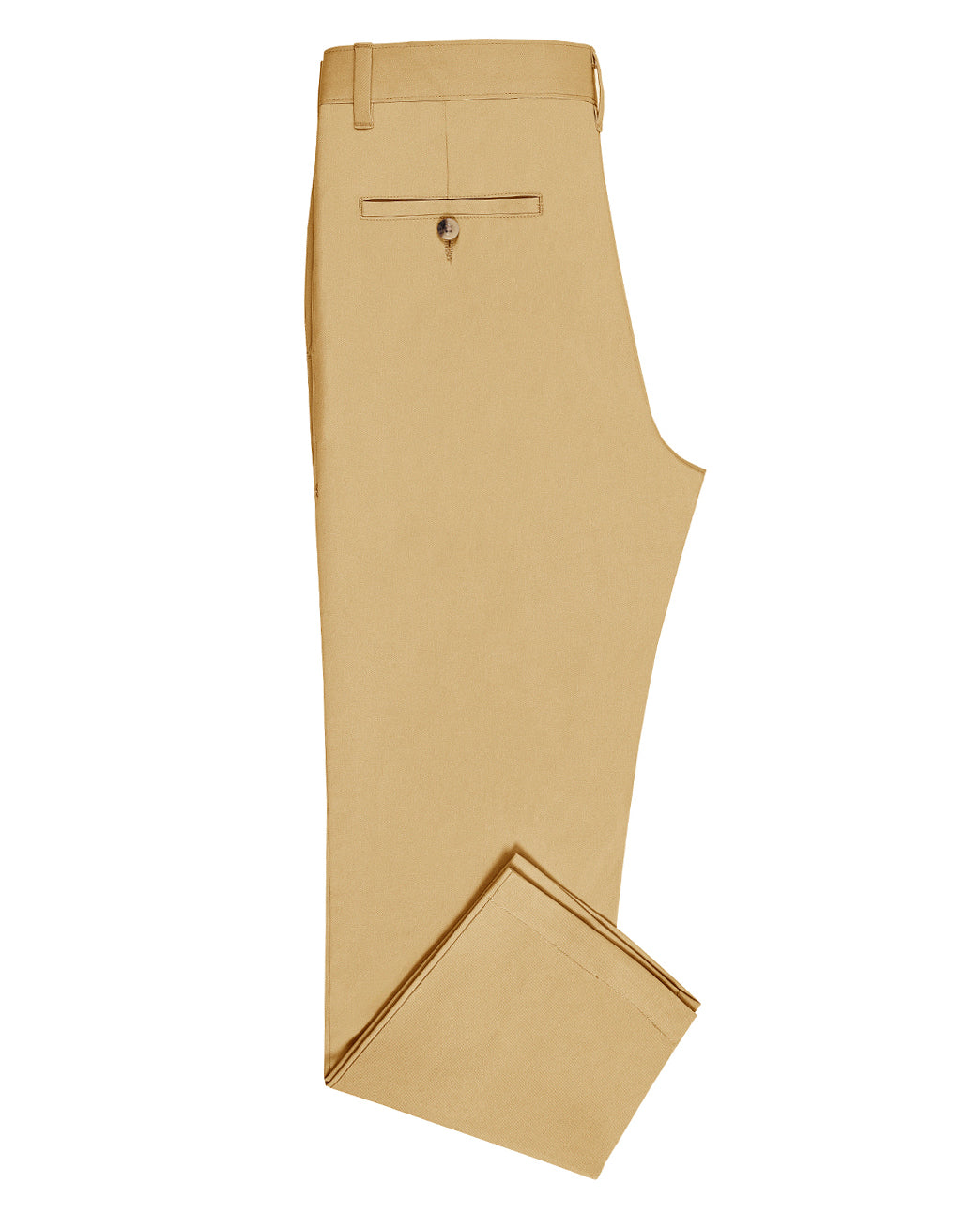 Side view of custom Genoa Chino pants for men by Luxire in golden corn