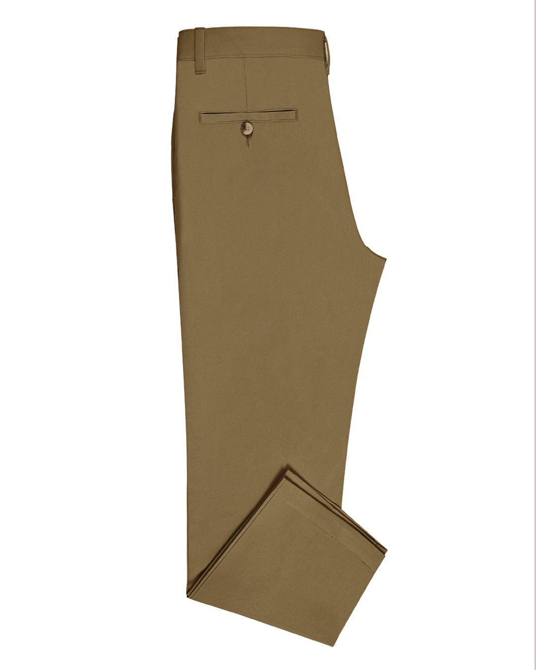 Side view of custom Genoa Chino pants for men by Luxire in light copper