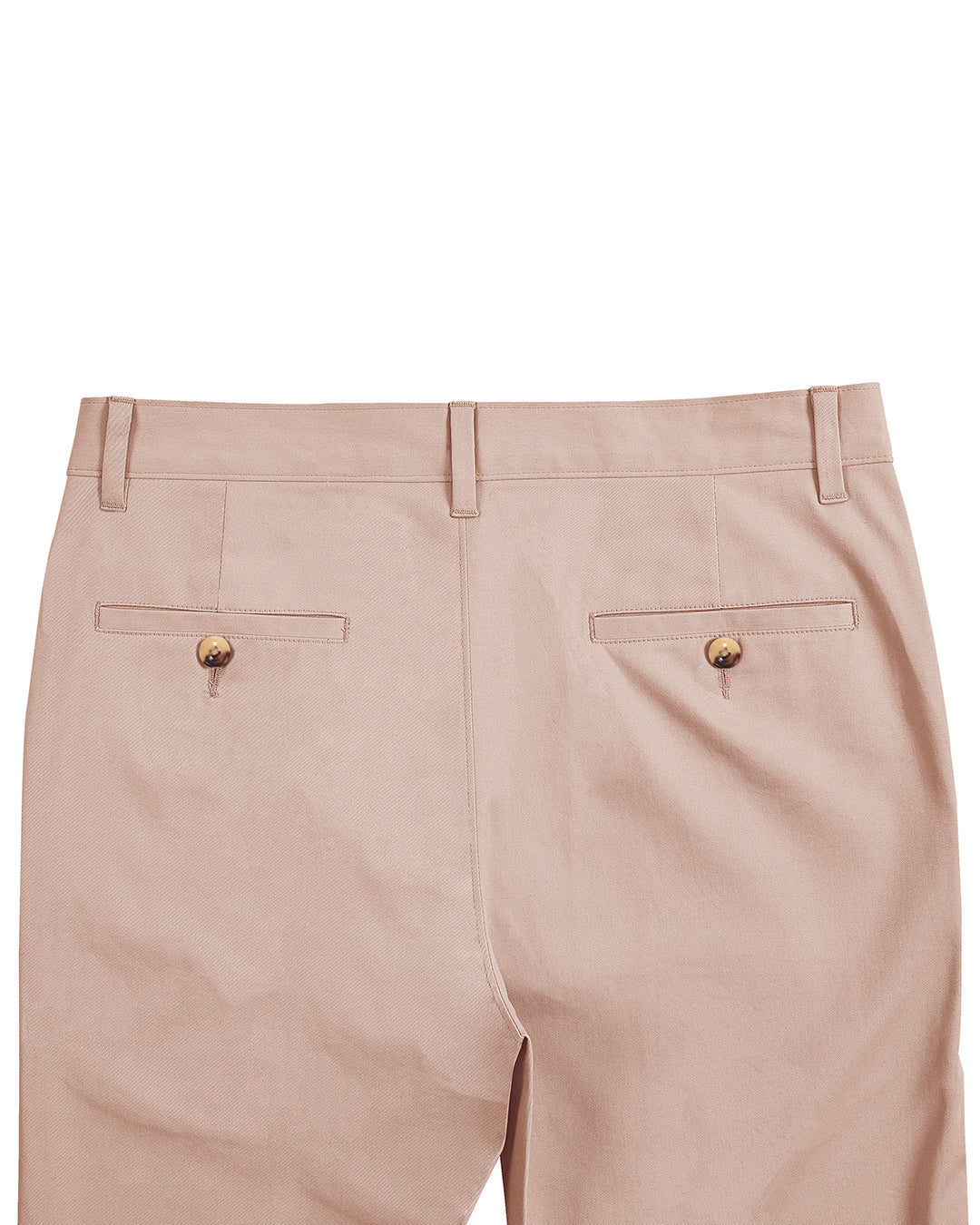 Back view of custom Genoa Chino pants for men by Luxire in pale pink
