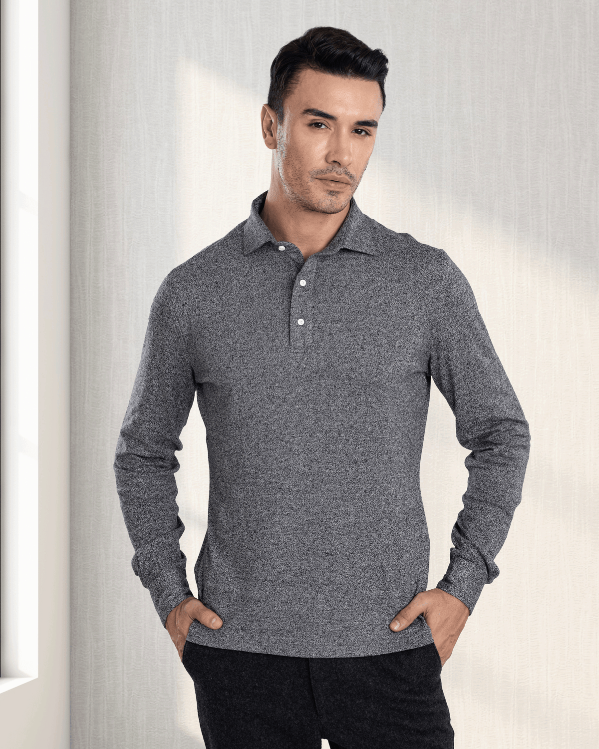 Charcoal Grey Wool Chino - 7