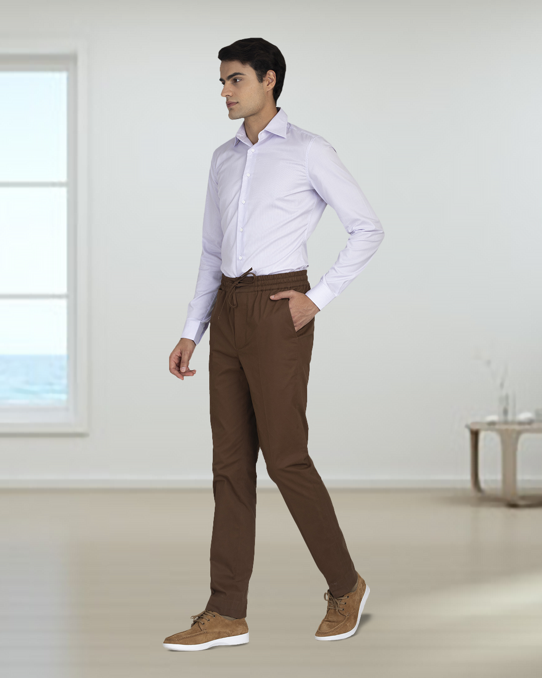 Genoa Coffee Brown Drawstring Pant - 5