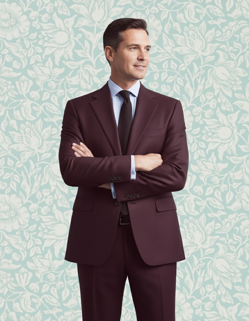 Dugdale Maroon Wool Flannel Suit
