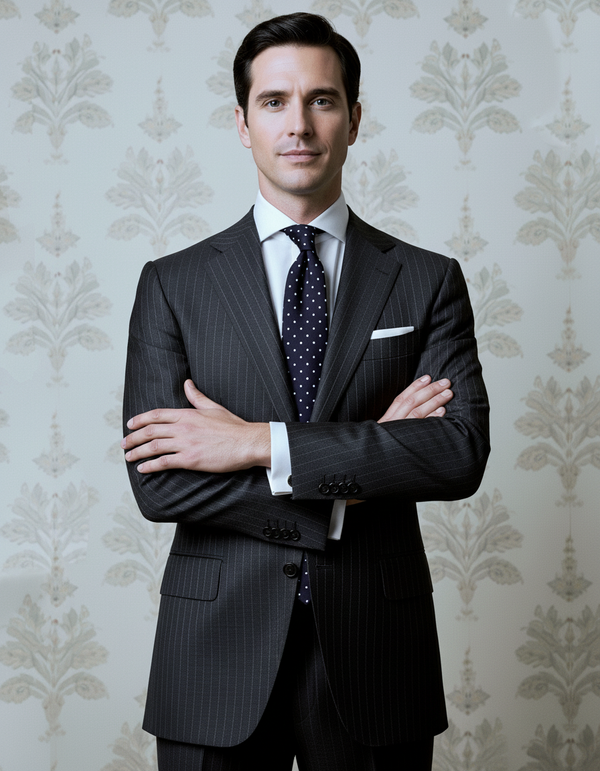 Dark Grey Wool Pinstripes Suit