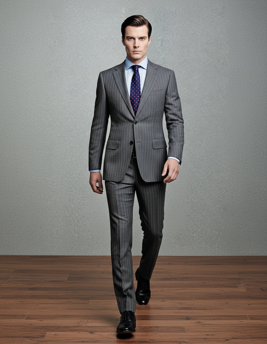 Grey Wool Pinstripes Suit - 5