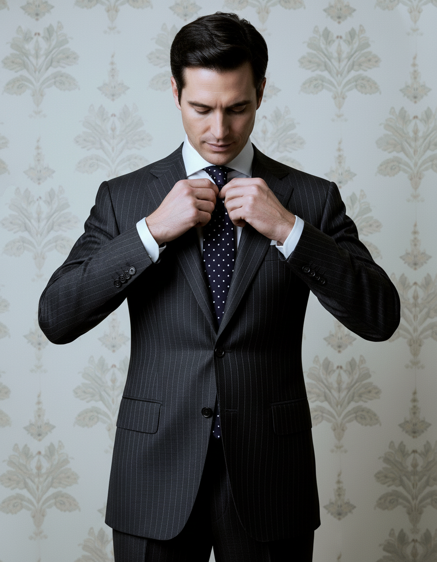 Dark Grey Wool Pinstripes Suit