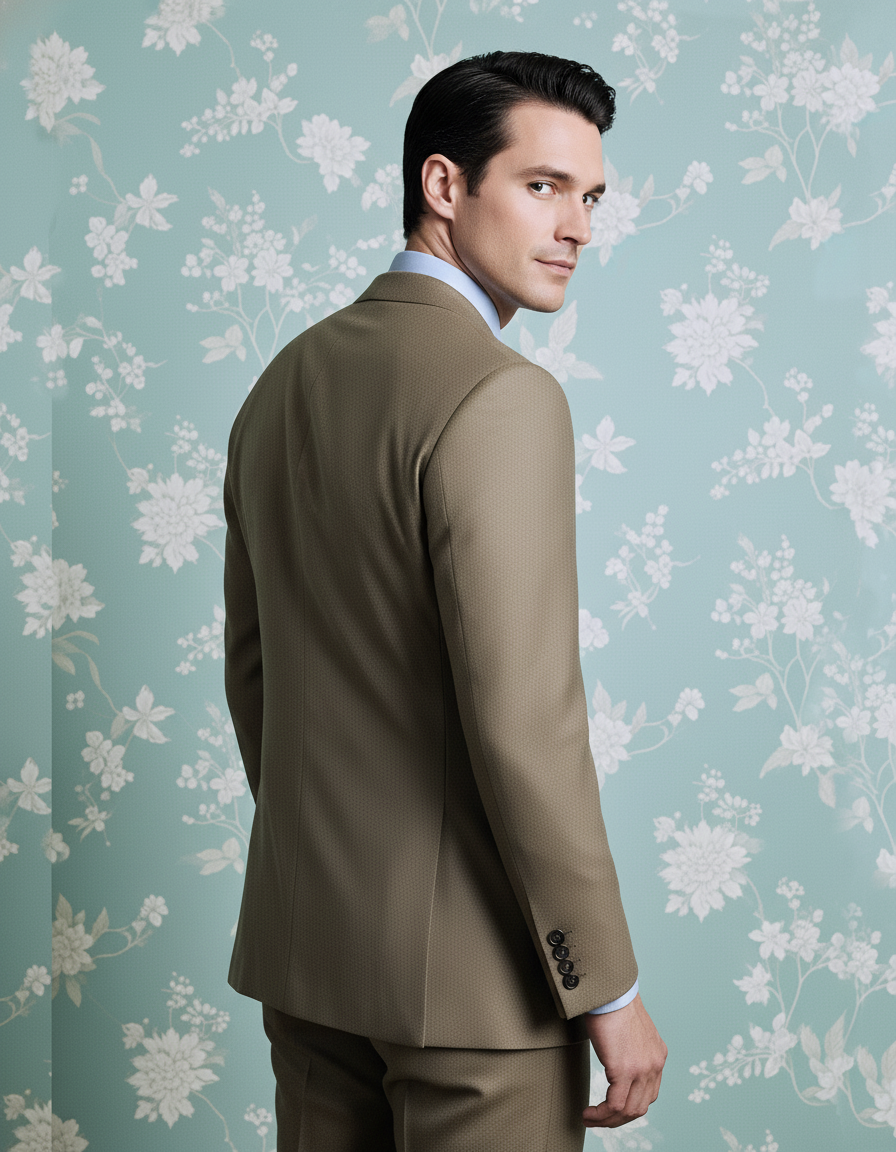Dugdale Olive Beige Wool Flannel  suit