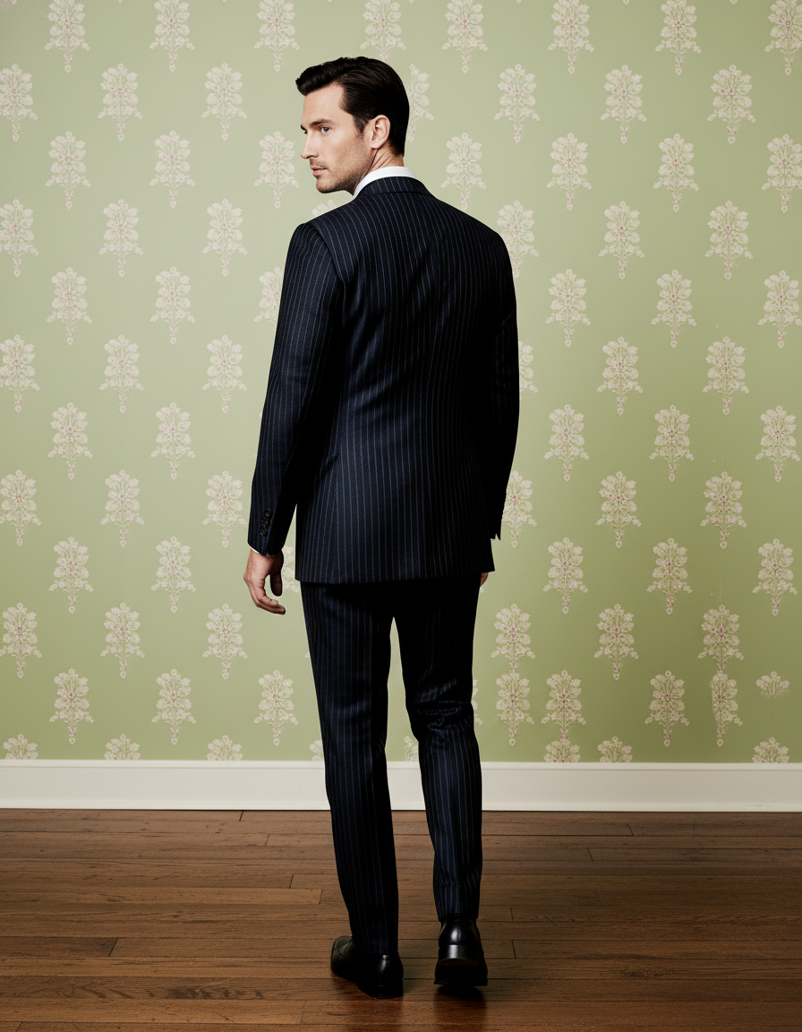 Navy Wool Pinstripes Suit