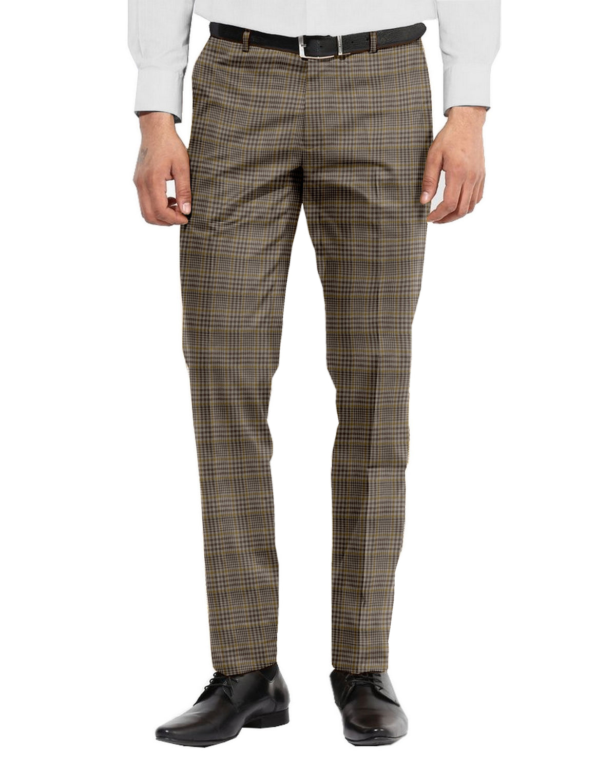 Dugdale Beige Brown Check With Gold Overcheck - 1