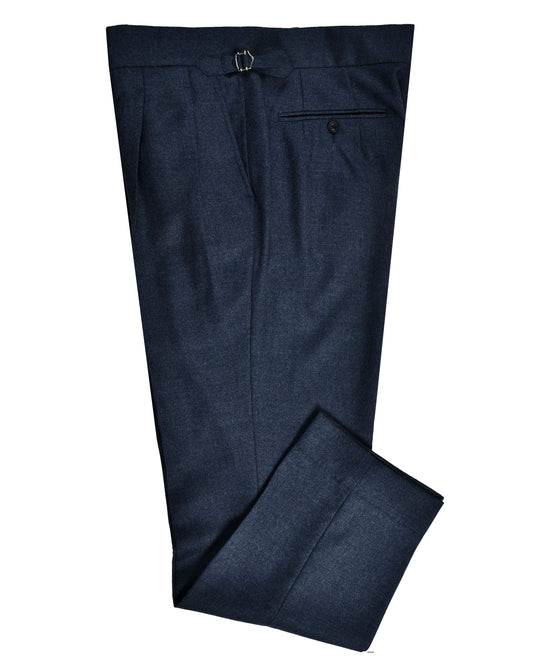 Dugdale Navy Blue Wool Flannel Dress Pant