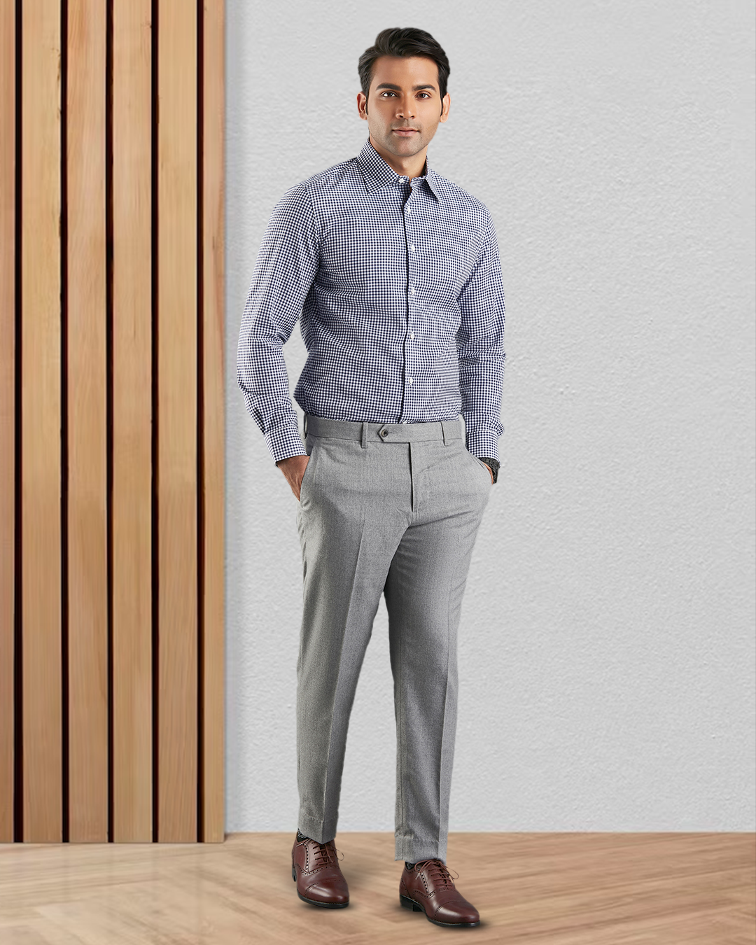 Navy Small Gingham Shirt - 4