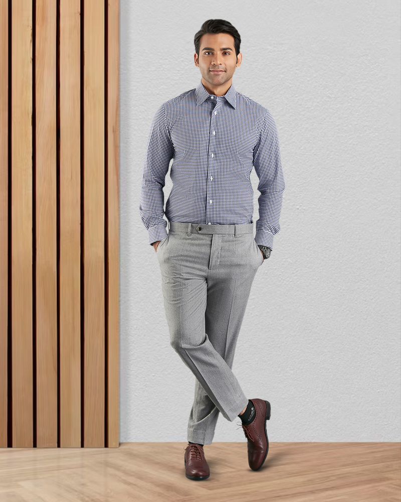 Navy Small Gingham Shirt