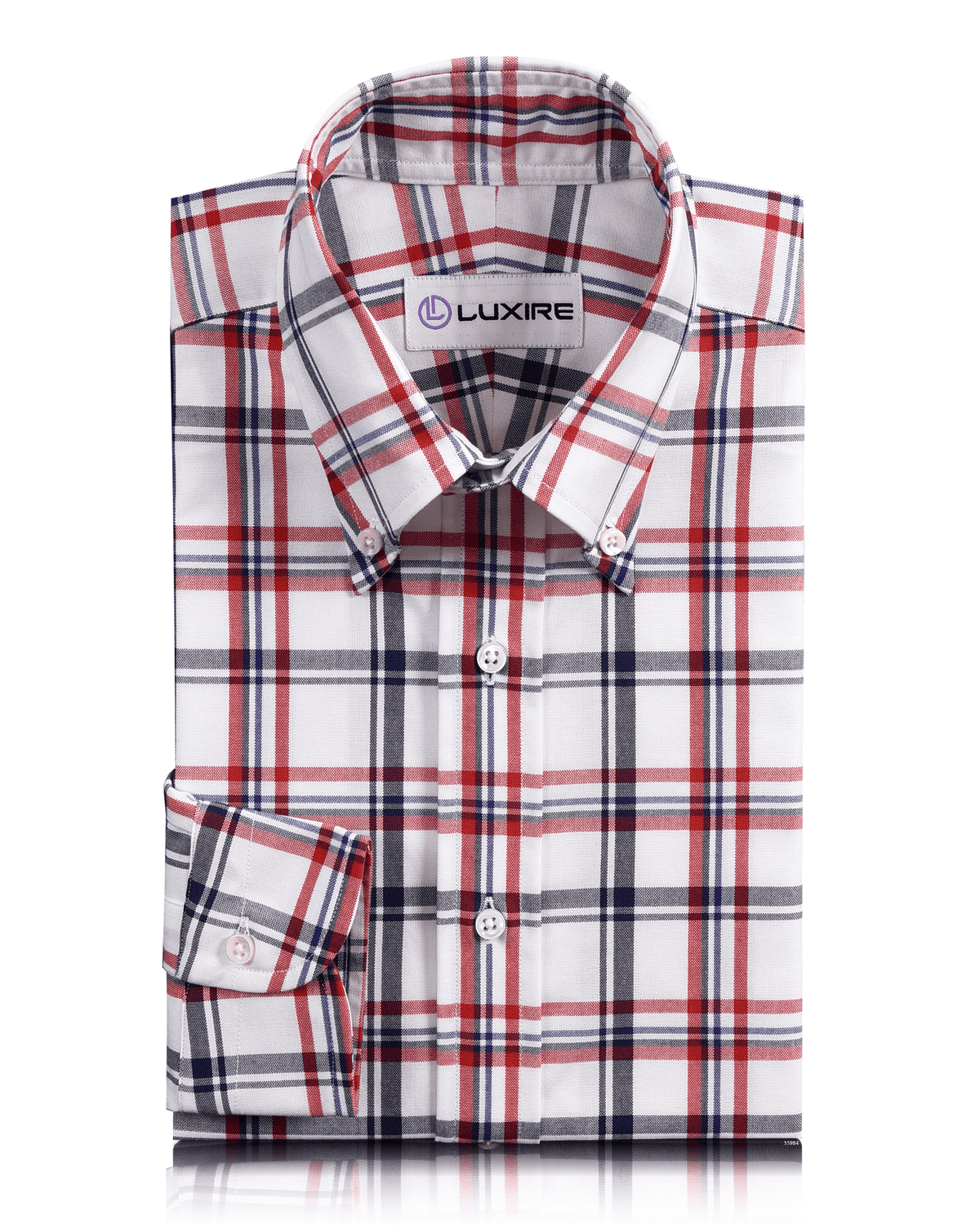 Classic Red Navy White Checks Oxford Shirt - 1