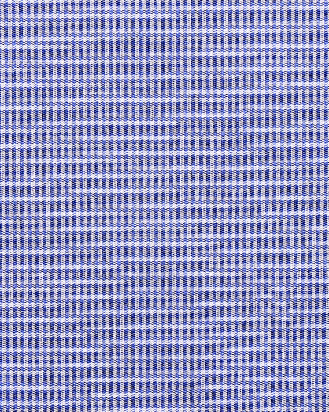 Close up view of custom check shirts for men by Luxire sapphire blue gingham