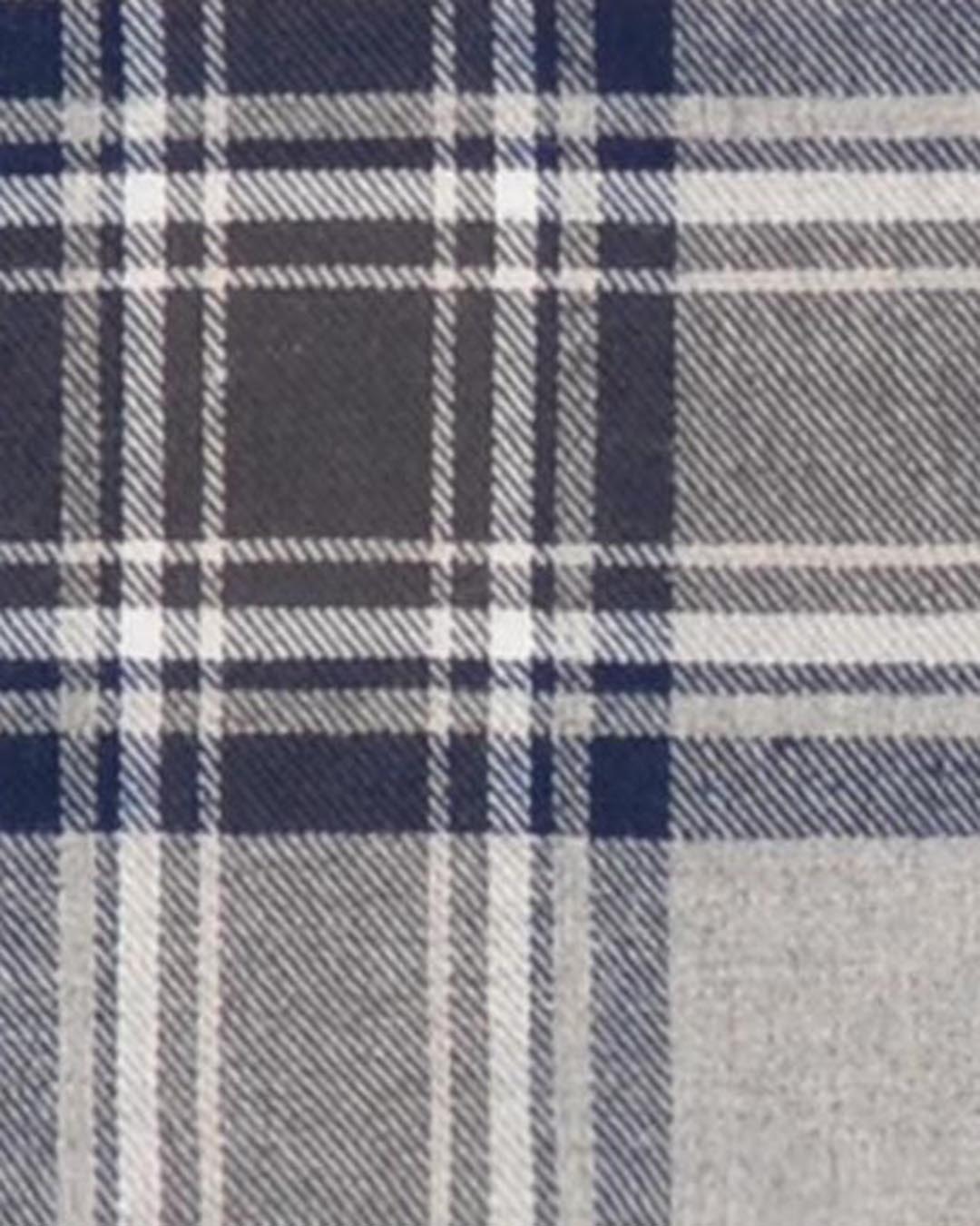 Close up view of custom check shirts for men by Luxire dark gull grey and navy