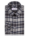 Dark Gull Grey Navy Plaid Flannel Shirt