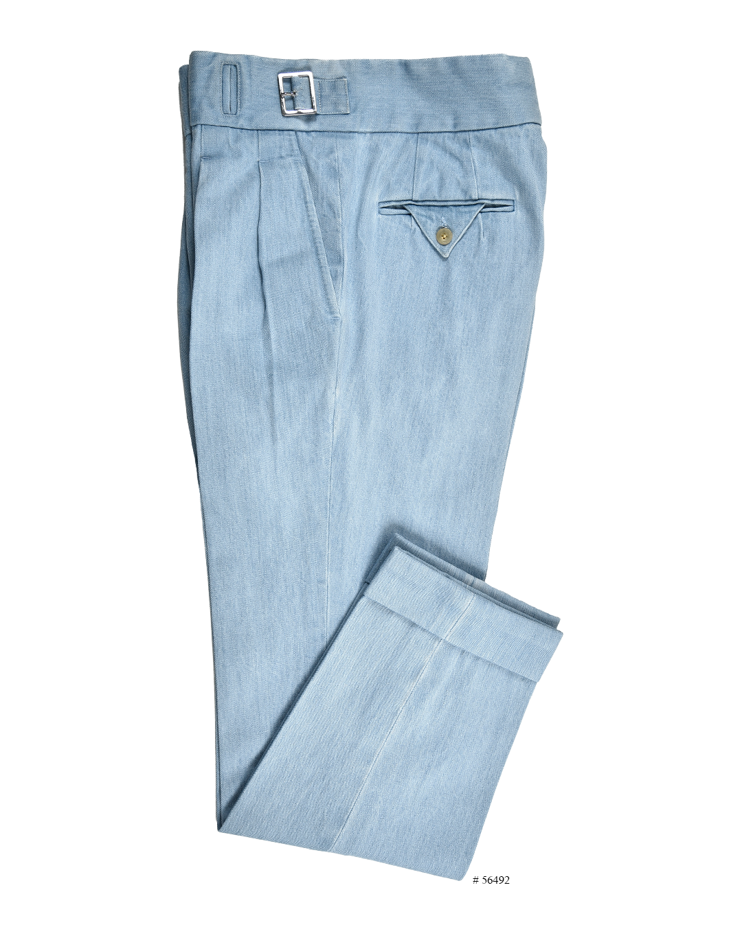 Gurkha Pant in Fade Washed Blue Selvage With Turquoise Tint - 1