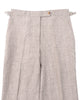 Front view of custom linen pants for men by Luxire in light brown