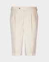 Linen Cotton Canvas: Jute Brown Shorts