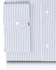 Cuff of the custom oxford shirt for men by Luxire in cornflower dress stripes