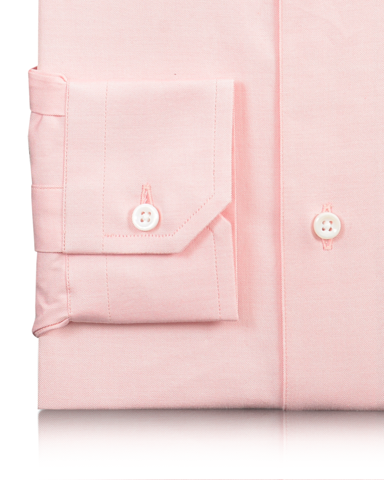 Cuff of the custom oxford shirt for men by Luxire in peach pinpoint