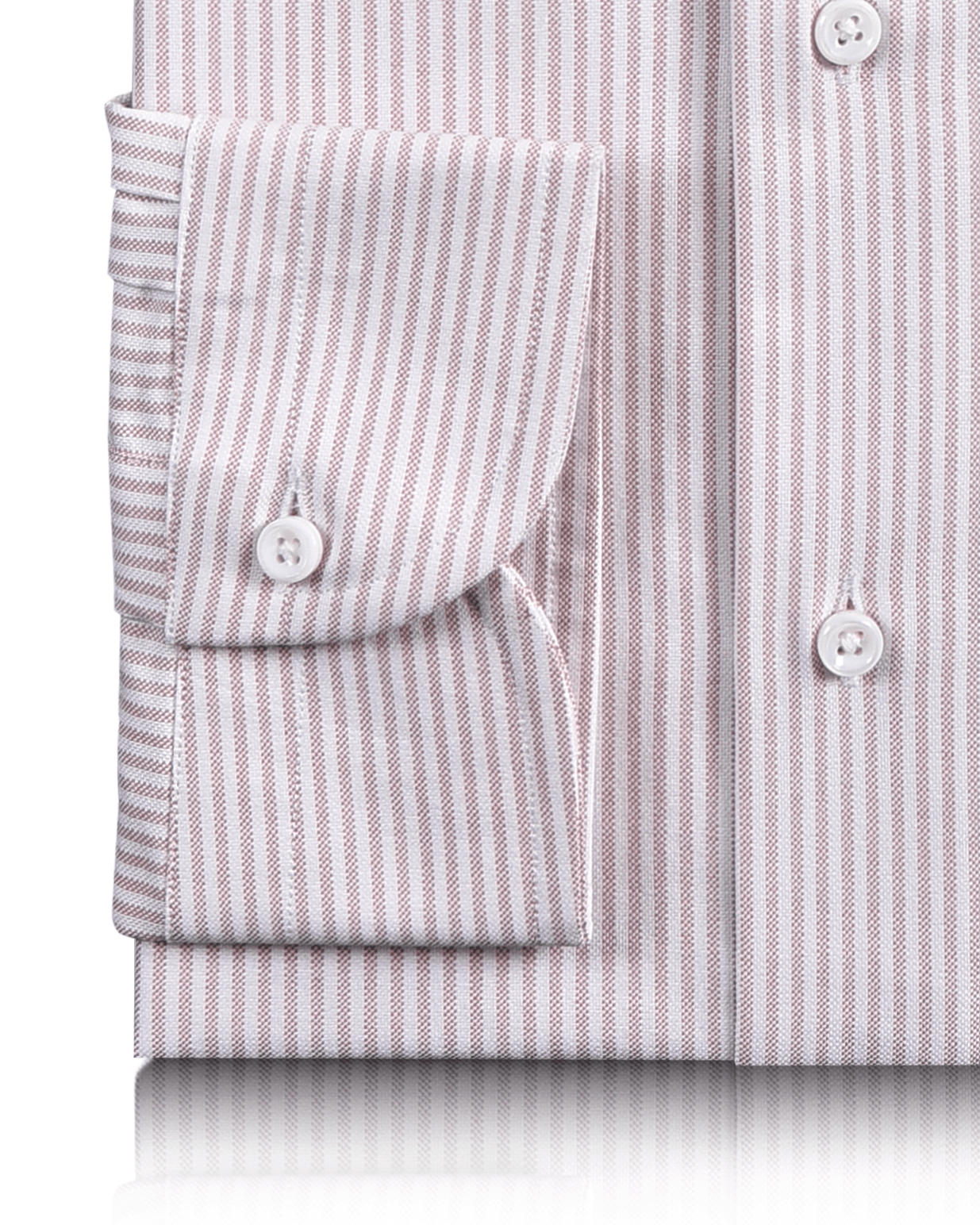 Cuff of the custom oxford shirt for men by Luxire in white with pink university stripes