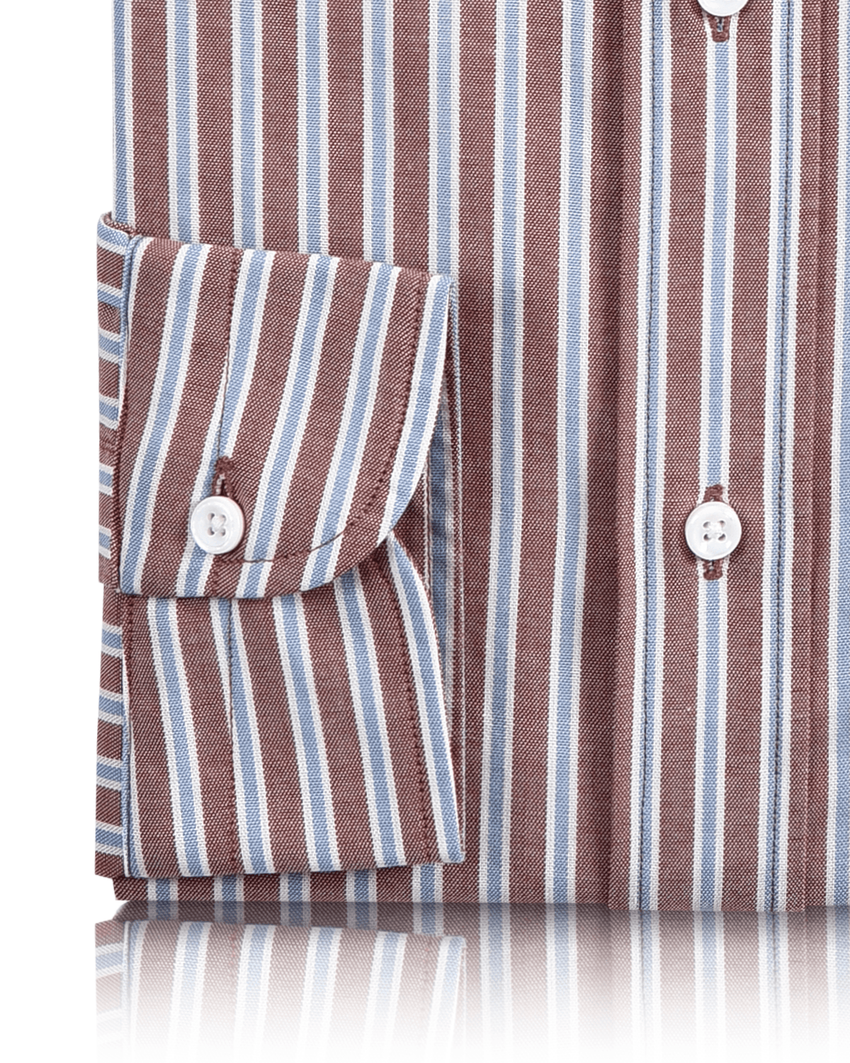 Blue White Rust Stripes Oxford Shirt - 3