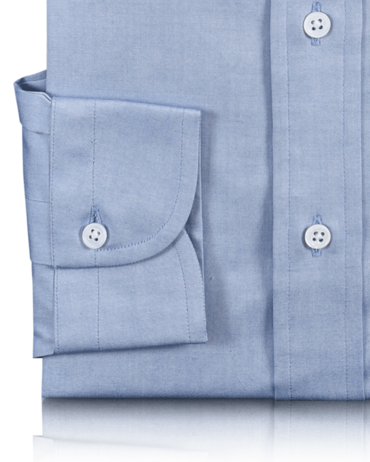 Cuff of the custom oxford shirt for men by Luxire in sky blue pinpoint