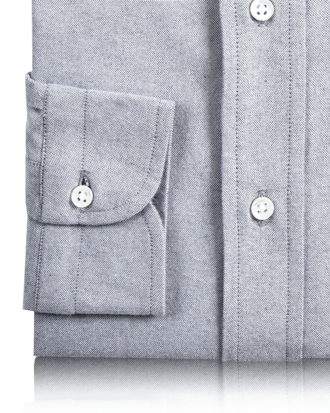 Cuff of the custom oxford shirt for men by Luxire in stone grey
