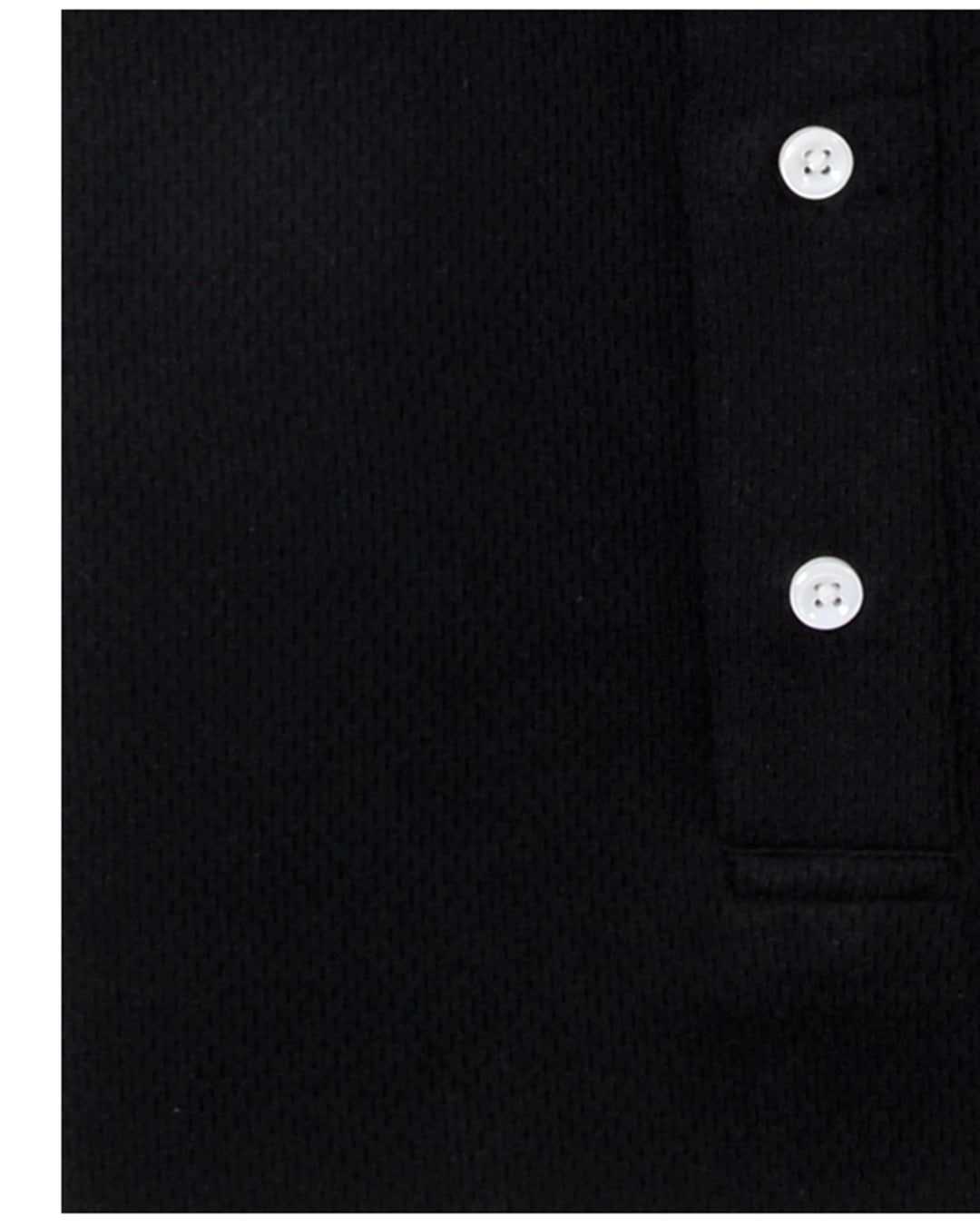 Close up of the custom oxford polo shirt for men by Luxire in midnight black