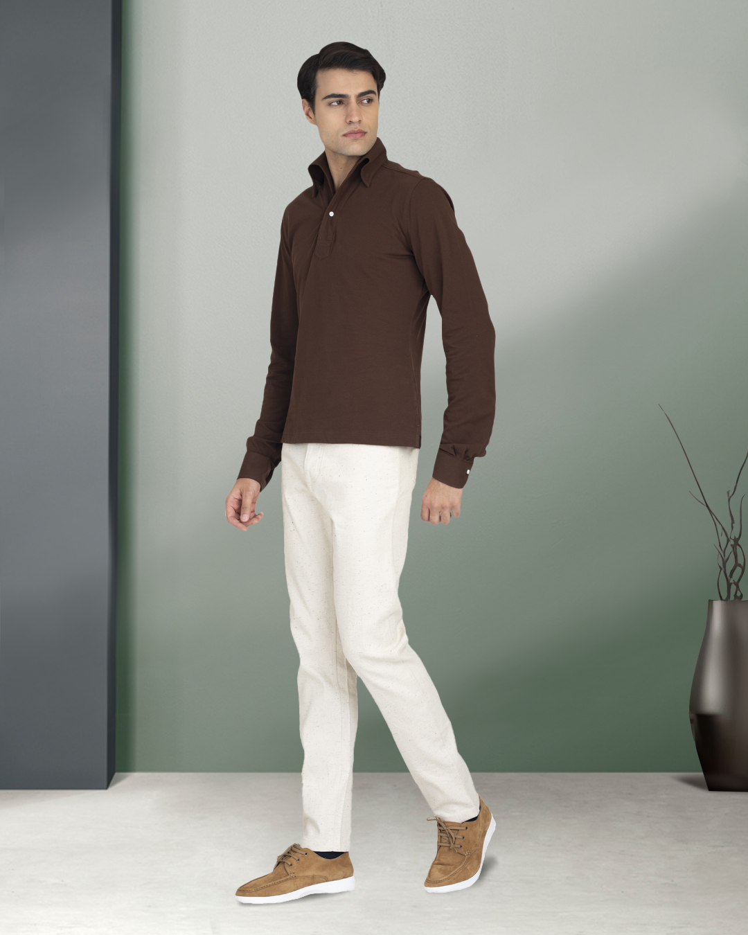 Brown Pique Polo T-Shirt - 7