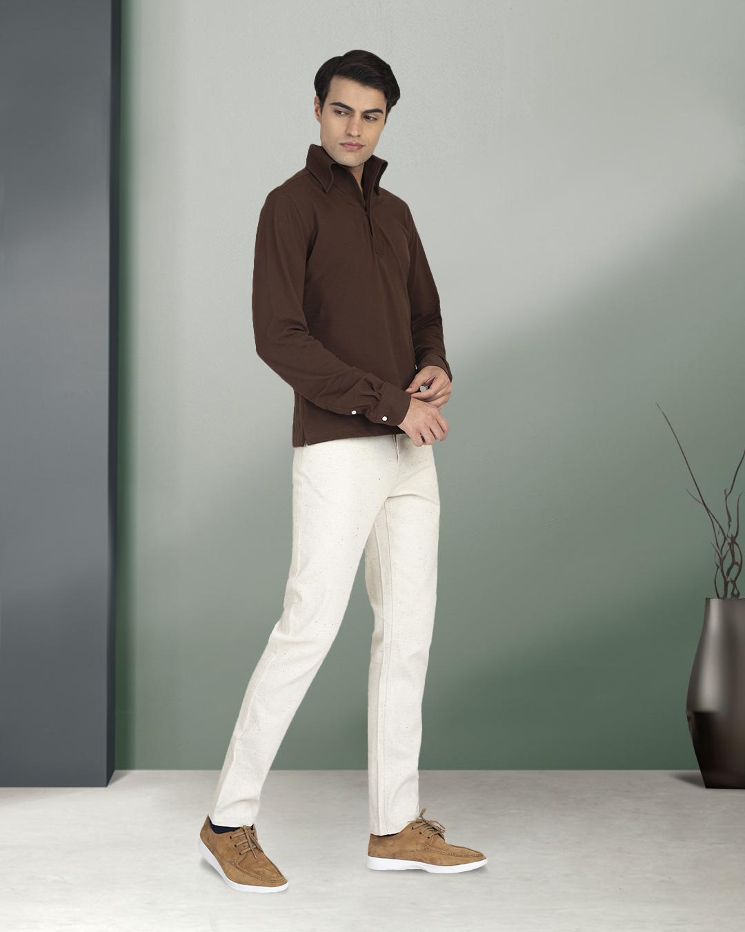 Brown Pique Polo T-Shirt - 8