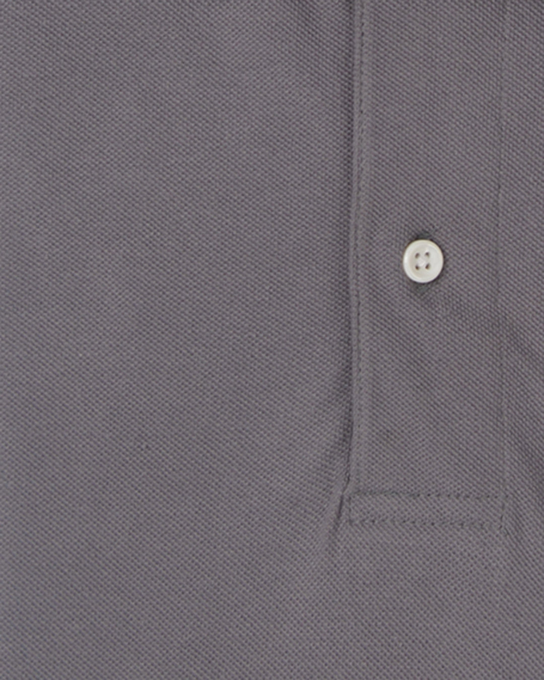 Close up of the custom oxford polo shirt for men by Luxire in flint grey