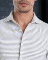 Grey White Candy Stripes Polo Shirt