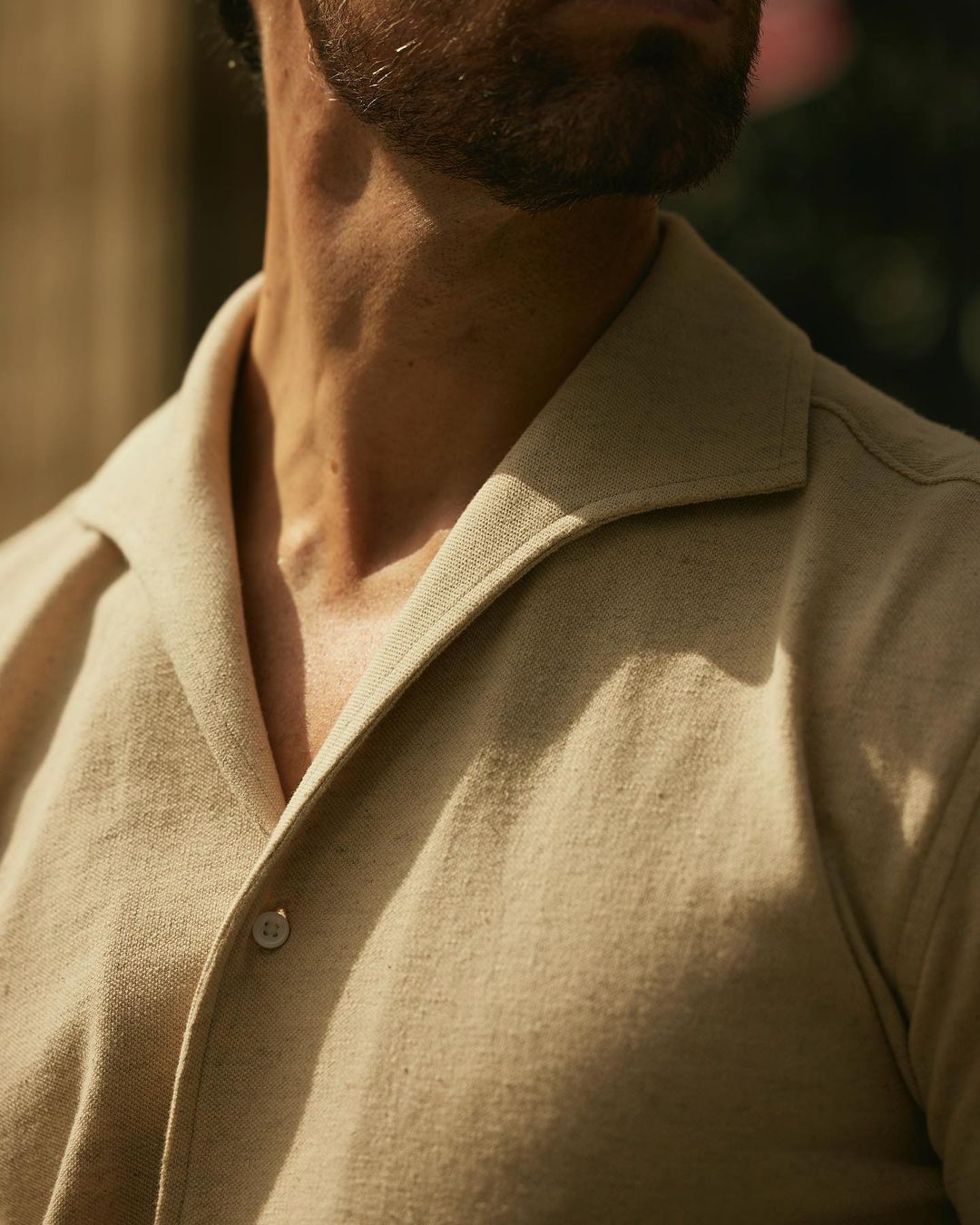 Heather Cream Linen Cotton Polo - 9