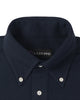 Collar of the custom oxford polo shirt for men by Luxire in navy