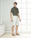 Olive Green Linen Cotton Polo T-Shirt