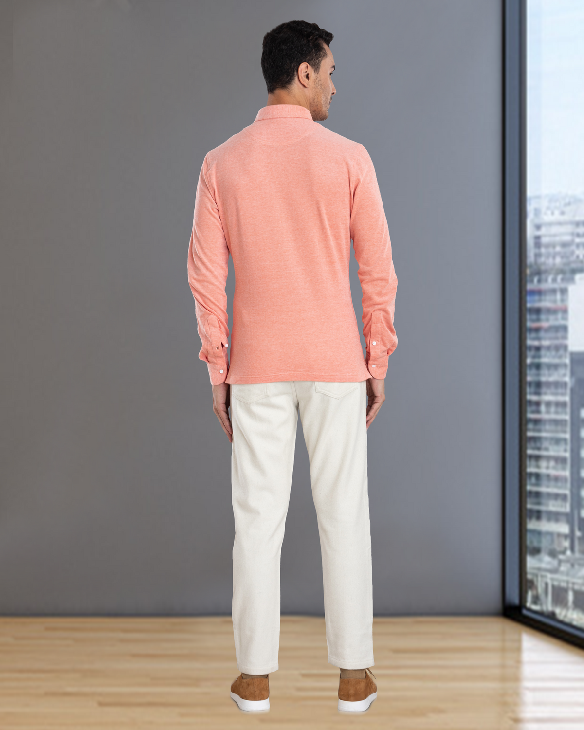 Orange White Heather Polo T-Shirt - 7