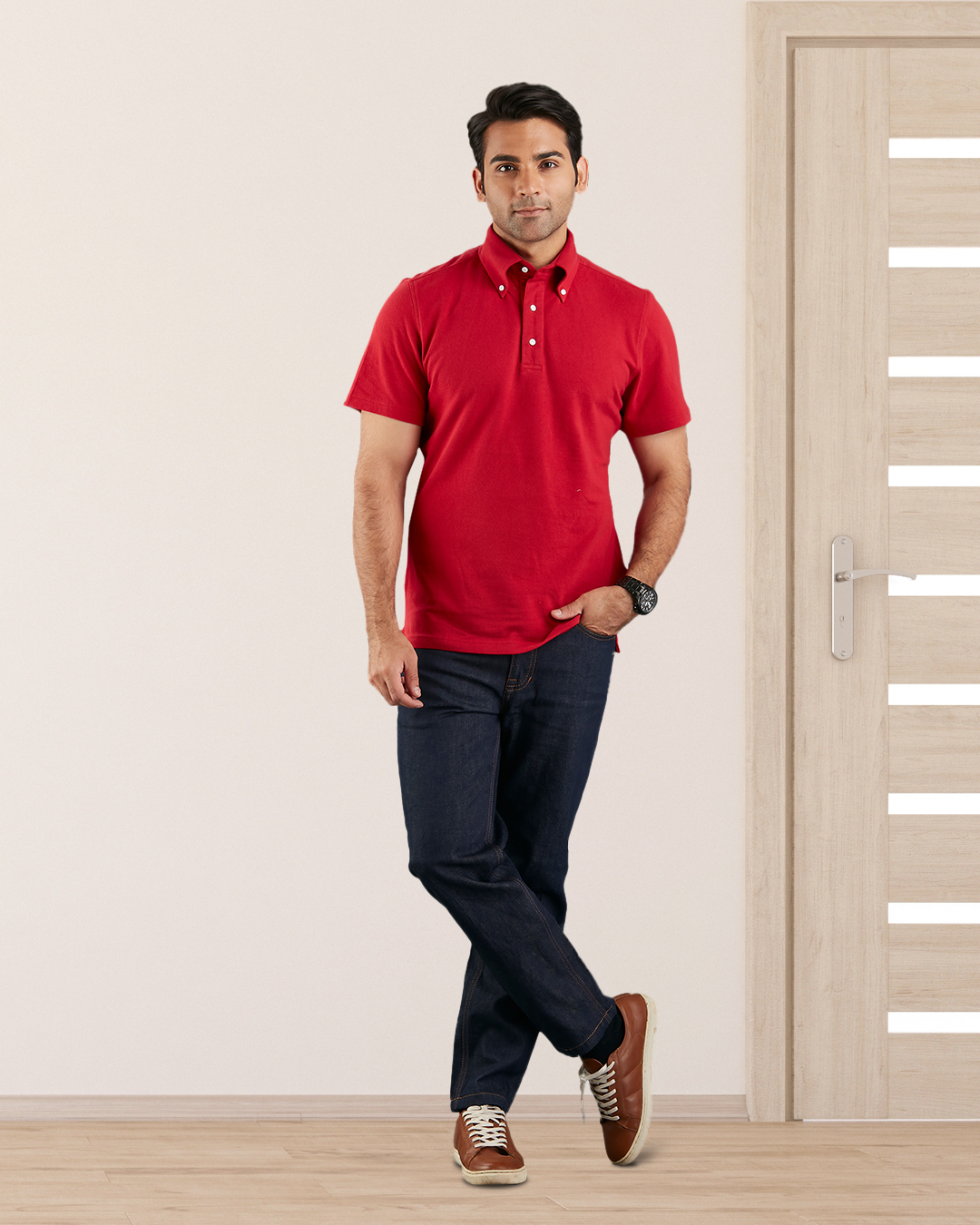 Plain Red Polo T-Shirt - 4