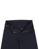 Front open view of custom chino jeans for men by Luxire in navy