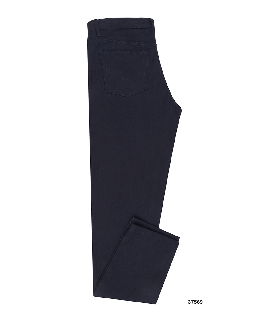 Side view of custom chino jeans for men by Luxire in navy